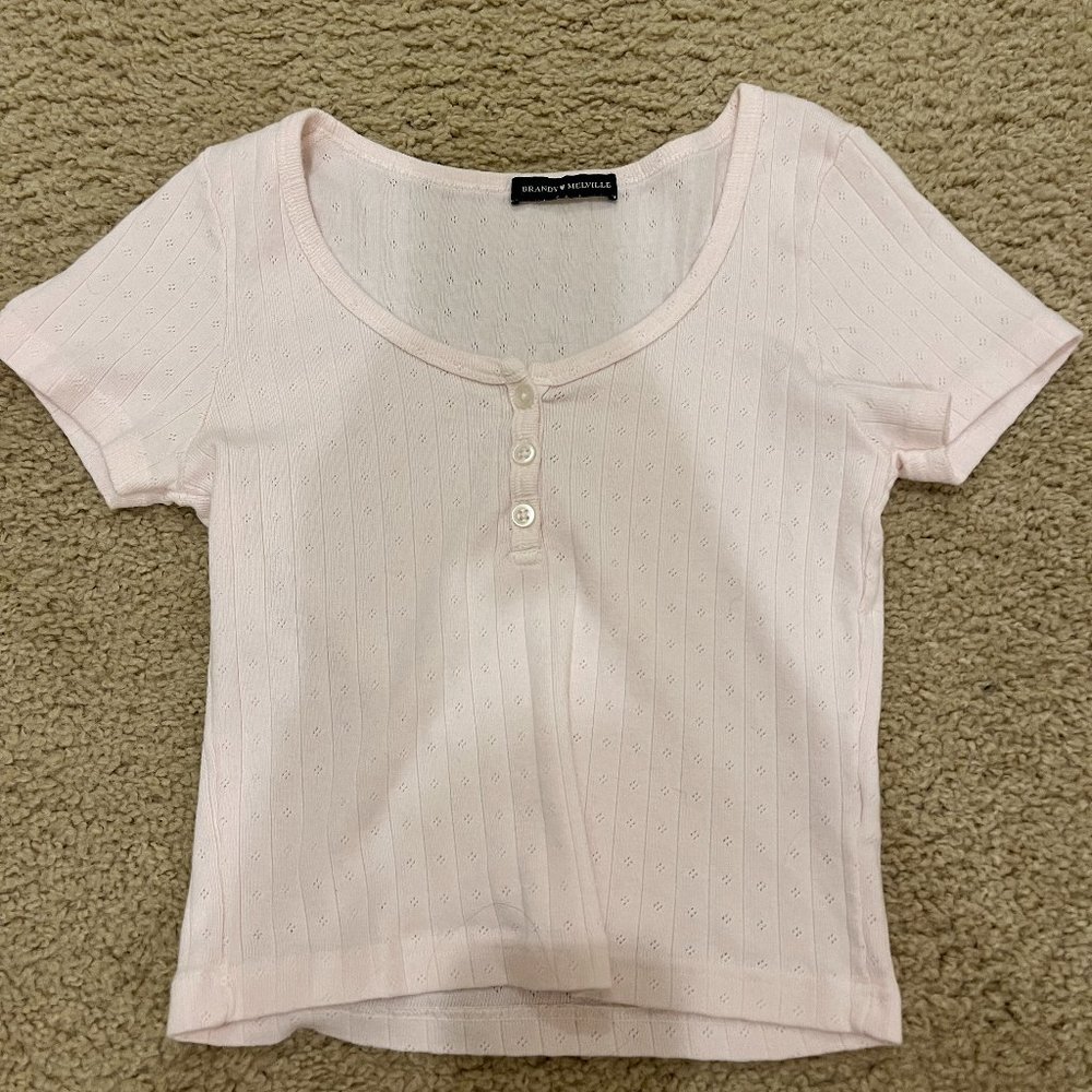 Brandy Melville | Pink Three Button Zelly Top